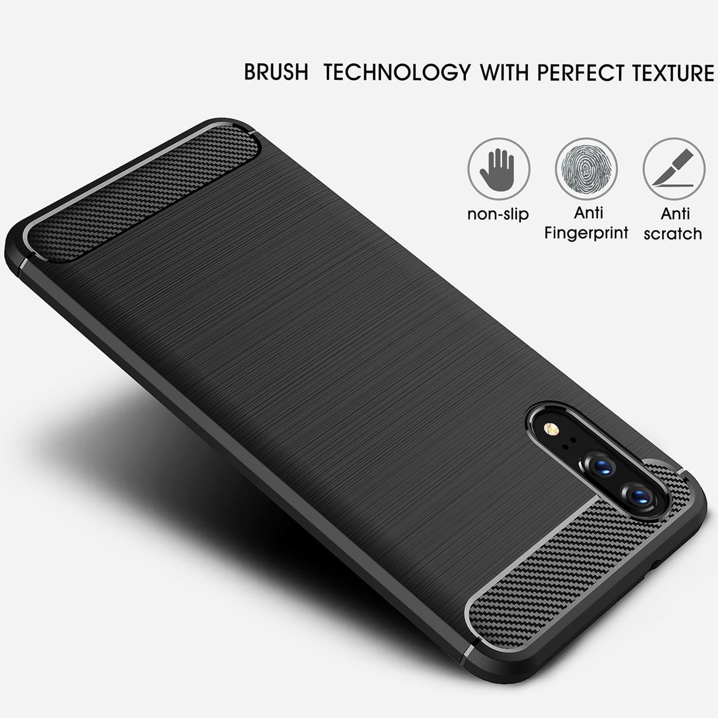Huawei P20 tok, Techsuit, Karbon, Fekete