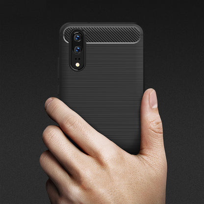 Huawei P20 tok, Techsuit, Karbon, Fekete