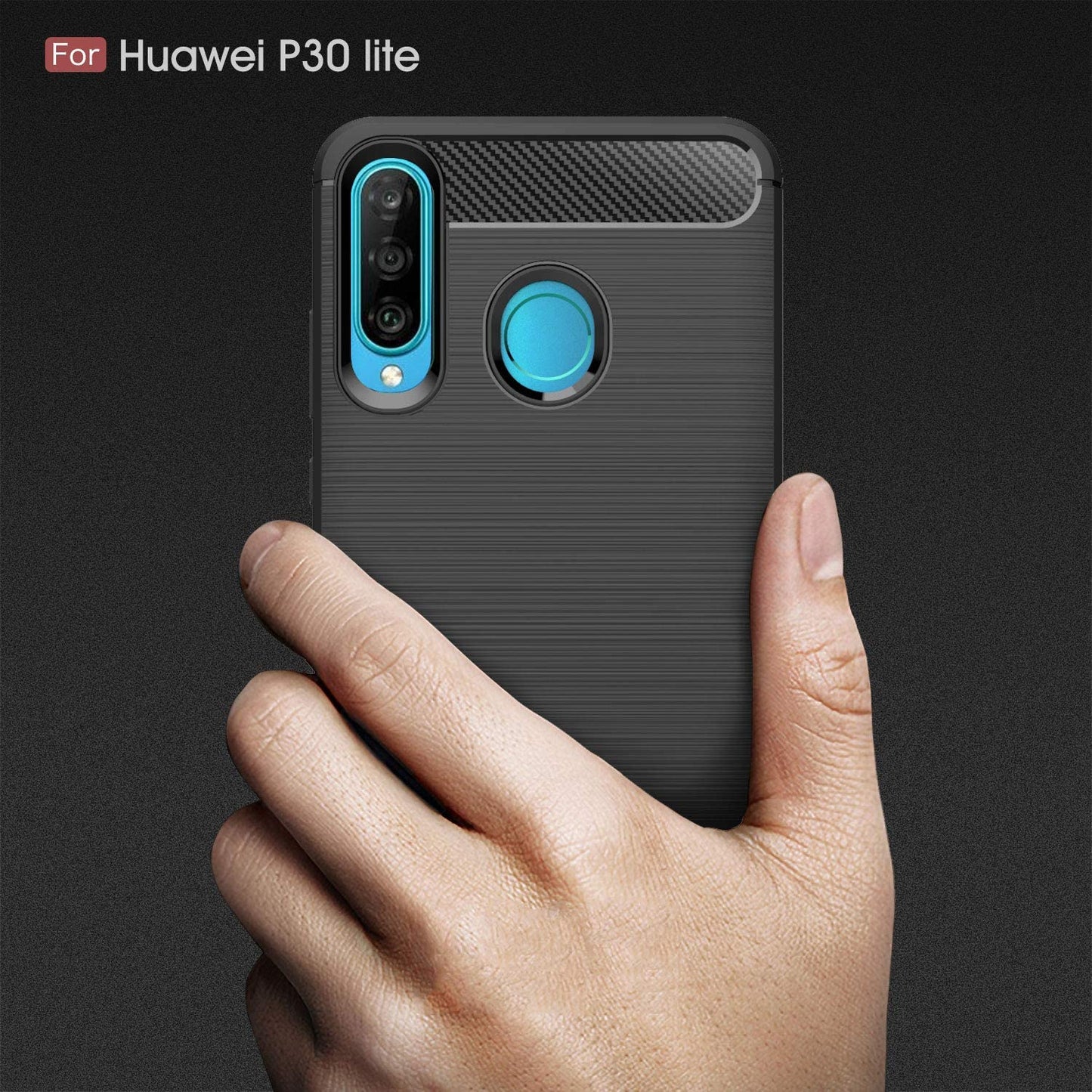 Case for Huawei P30 lite New Edition / P30 lite, Techsuit, Carbon, Black