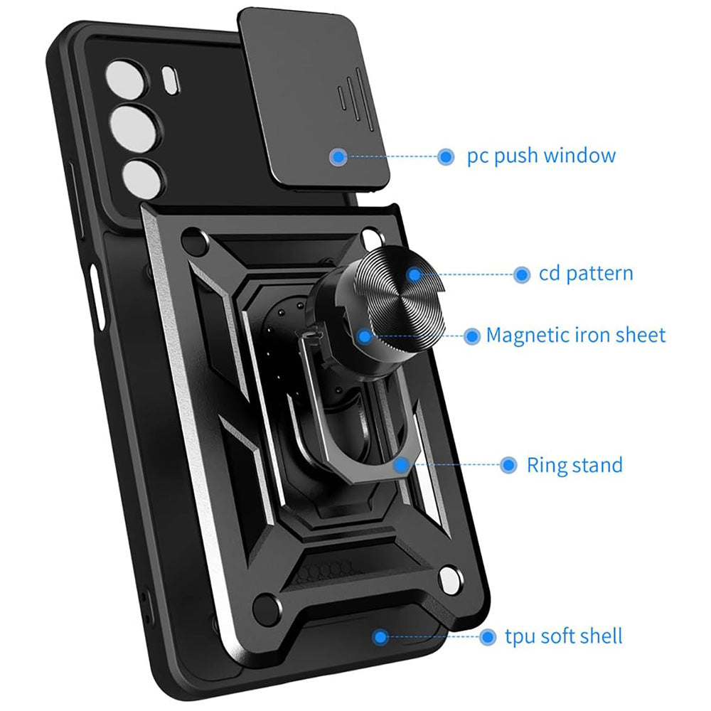 Tok Motorola Edge 30-hoz, Techsuit, CamShield, Fekete