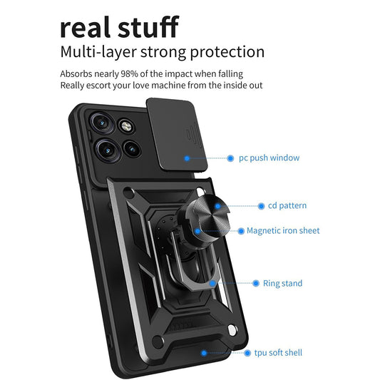 Tok Motorola Edge 50-hez, Techsuit, CamShield, Fekete