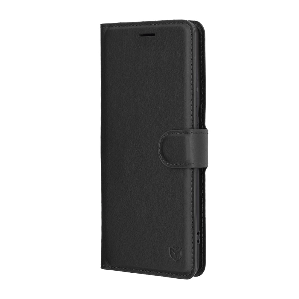 Tok Motorola Edge 60 Pro-hoz, Techsuit, bőr folio, fekete