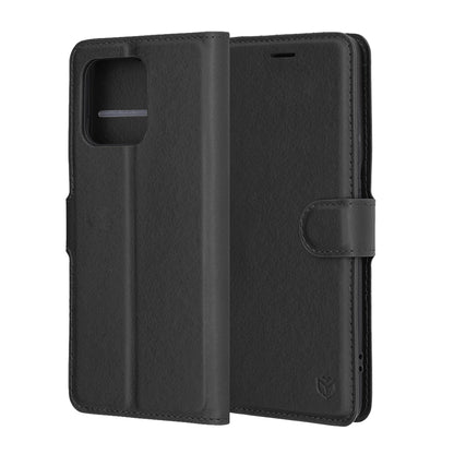 Tok Motorola Edge 60 Pro-hoz, Techsuit, bőr folio, fekete