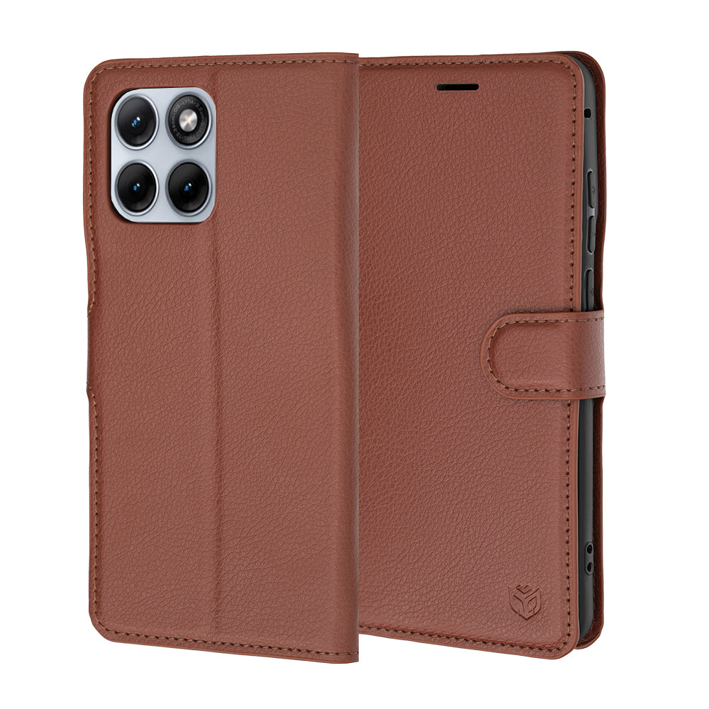 Tok a Motorola Edge 70 Fusion készülékhez, Techsuit, bőr folio, barna