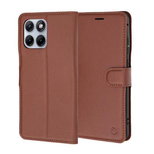 Tok a Motorola Edge 70 Fusion készülékhez, Techsuit, bőr folio, barna