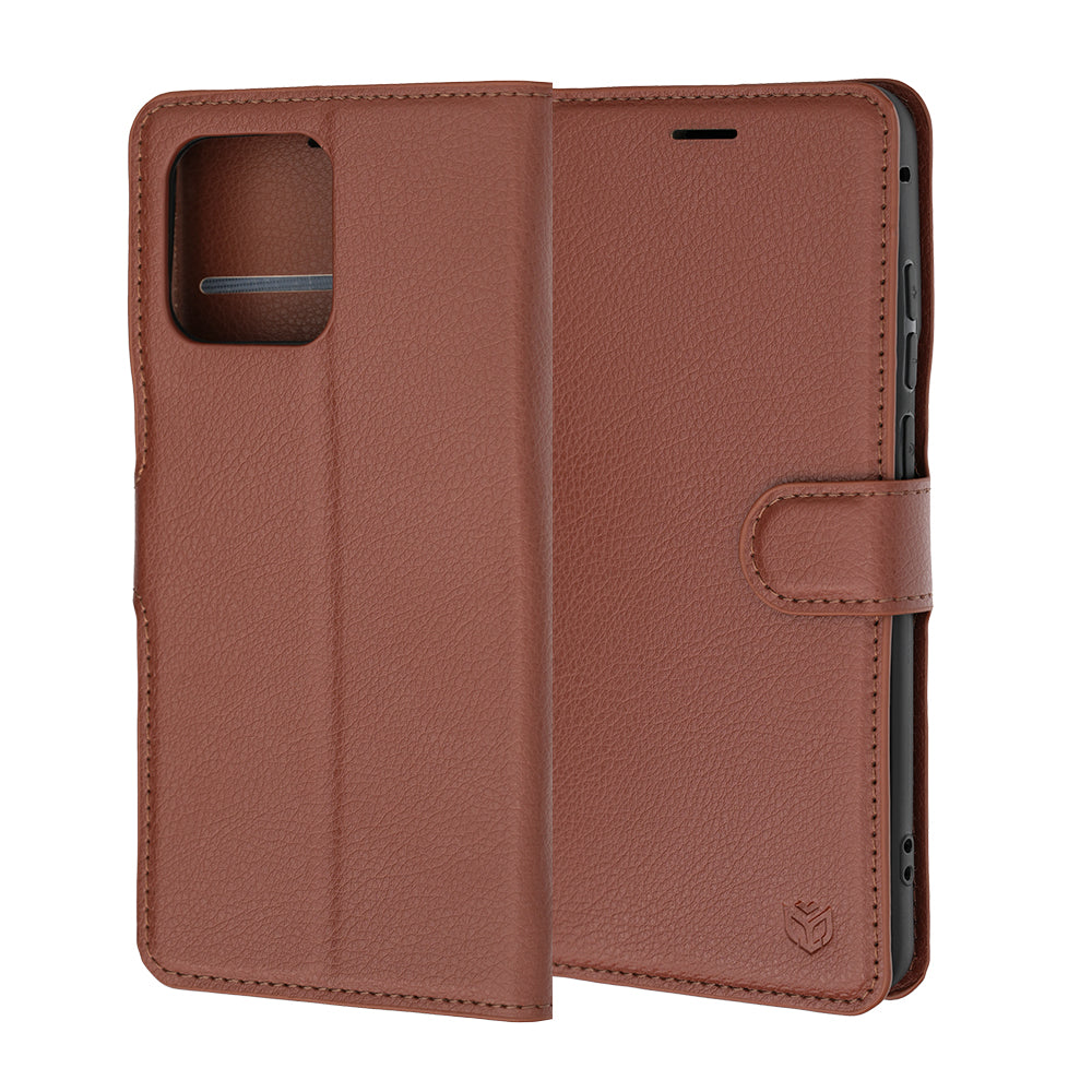 Tok a Motorola Edge 70 Fusion készülékhez, Techsuit, bőr folio, barna