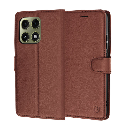 Tok a Motorola Edge 70 Pro-hoz, Techsuit, bőr folio, barna