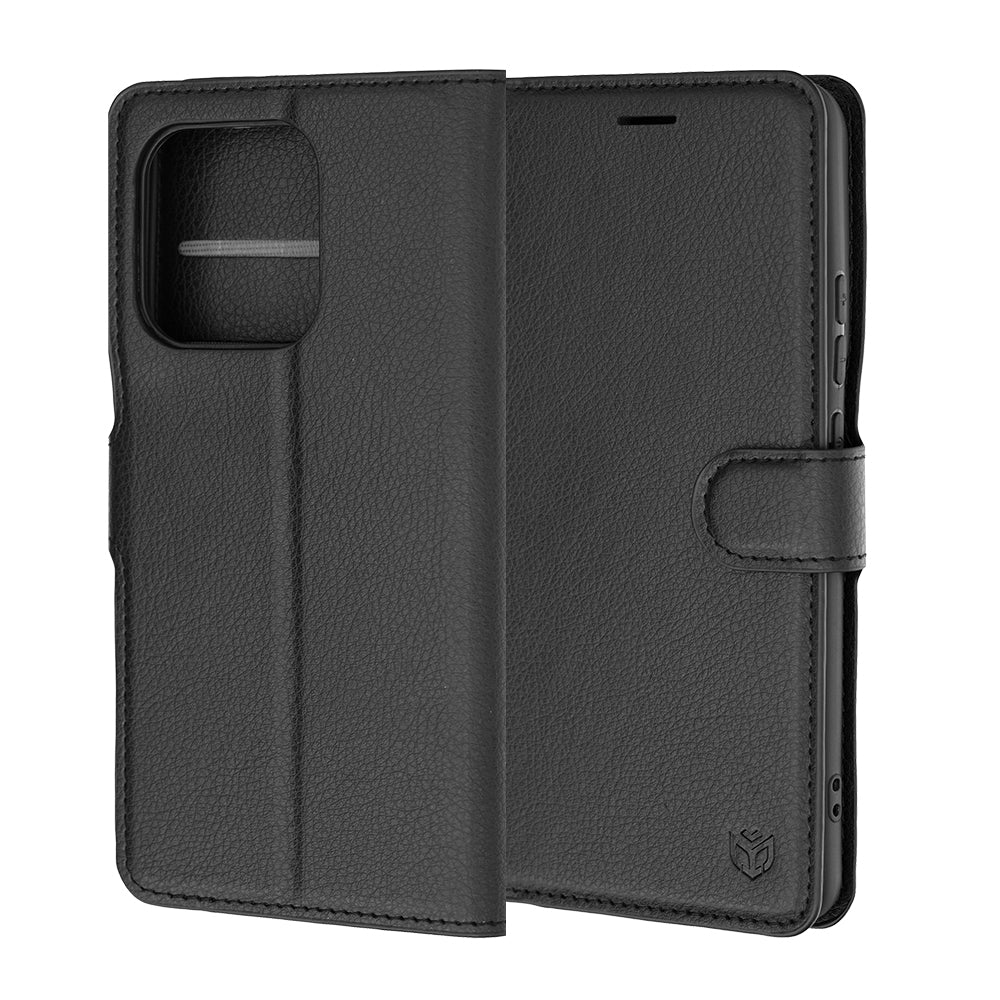 Tok Motorola Edge 70 Ultra / Signature készülékhez, Techsuit, bőr folio, fekete