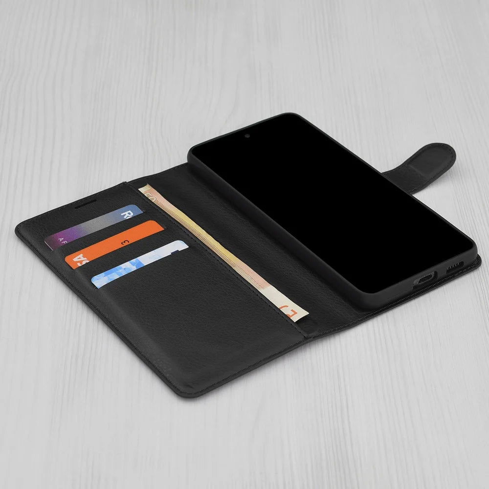 Case for Motorola Moto G85, Techsuit, Leather Folio, Black