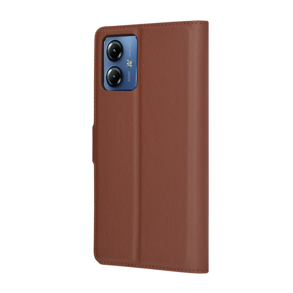 Tok a Motorola Moto G14-hez, Techsuit, bőr folio, barna