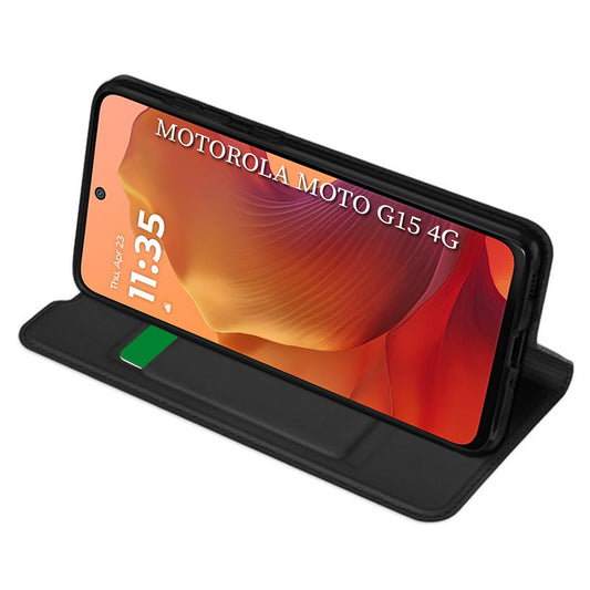 Tok a Motorola Moto G15 / G15 Power készülékhez, Techsuit, Magskin Book, Fekete