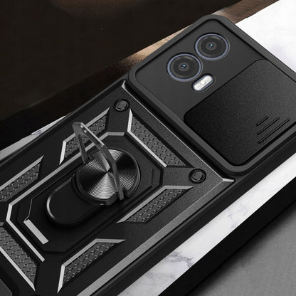 Tok Motorola Moto G73-hoz, Techsuit, CamShield, Fekete