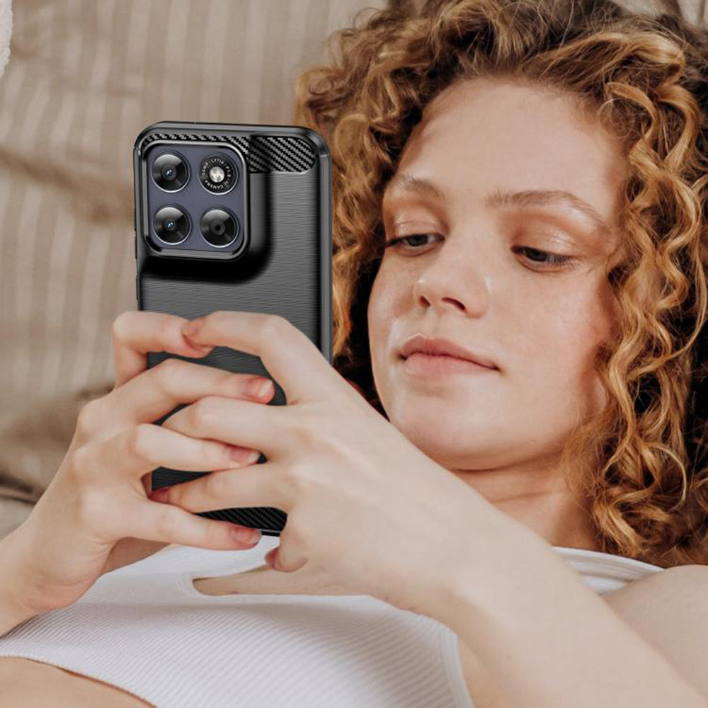 Tok Motorola Moto G77 / G67 készülékhez, Techsuit, Szénszálas, Fekete