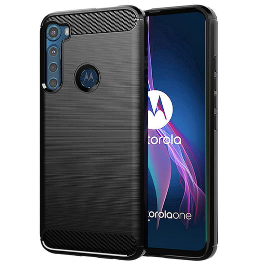 Tok Motorola One Fusion+ készülékhez, Techsuit, karbon, fekete
