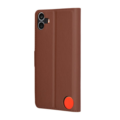 Tok a Nothing CMF Phone 1-hez, Techsuit, bőr folio, barna