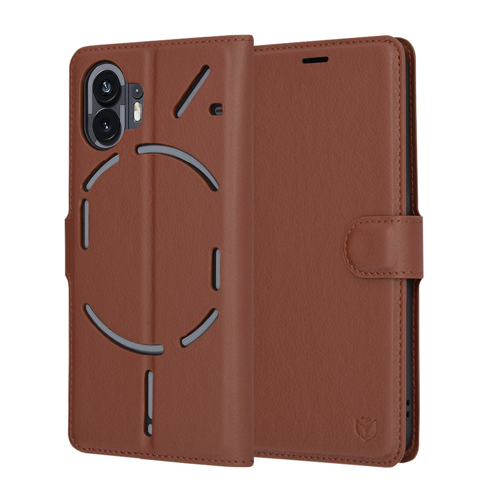 Tok a Nothing Phone (2) készülékhez, Techsuit, bőr folio, barna