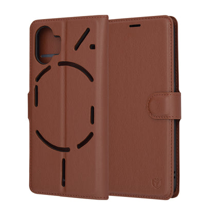 Tok a Nothing Phone (2) készülékhez, Techsuit, bőr folio, barna