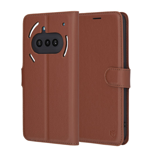 Tok a Nothing Phone (3a) készülékhez, Techsuit, bőr folio, barna