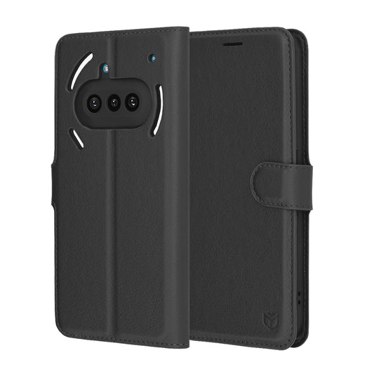 Tok a Nothing Phone (3a) készülékhez, Techsuit, bőr folio, fekete