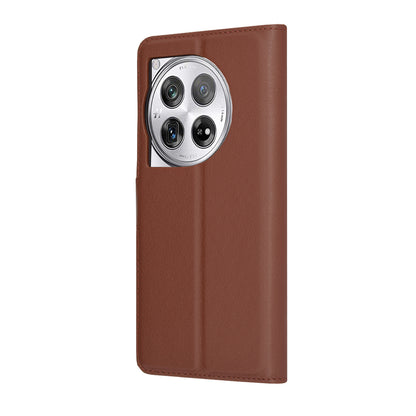 Tok OnePlus 12-hez, Techsuit, bőr folio, barna