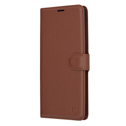 Tok OnePlus 12R-hez, Techsuit, bőr folio, barna