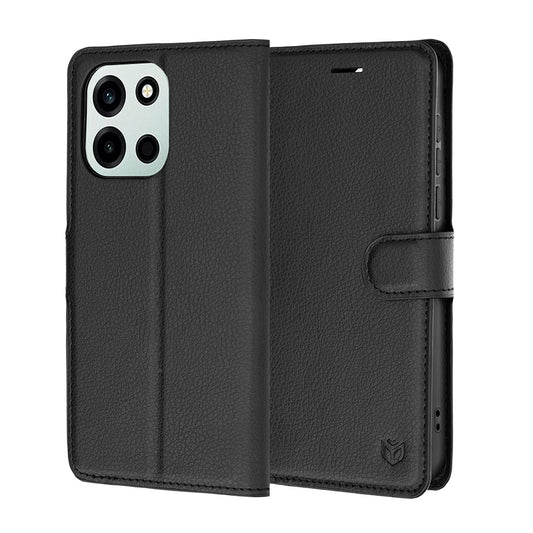 Tok OnePlus Nord 6-hoz, Techsuit, bőr folio, fekete