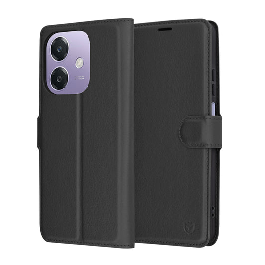 Tok Oppo A3 4G / A3-hoz, Techsuit, bőr folio, fekete