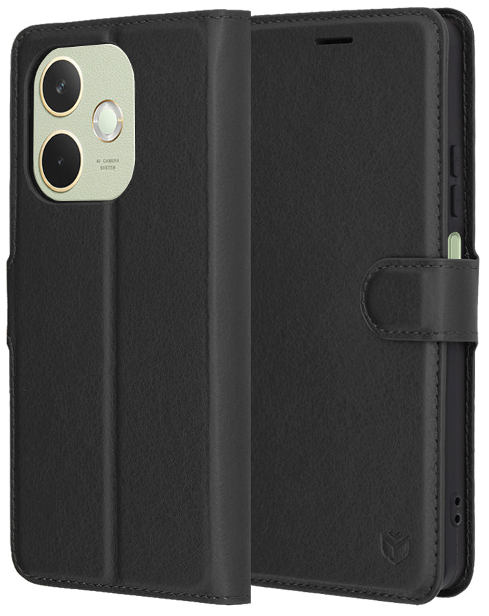 Tok Oppo A5 Pro 4G / A5 Pro készülékhez, Techsuit, bőr folio, fekete