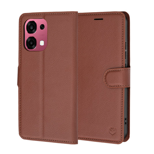 Tok Oppo A6 Pro 5G / A6 Pro 4G-hez, Techsuit, Bőr Folio, Barna