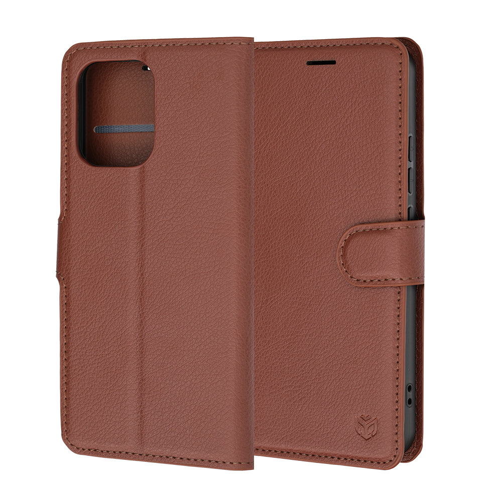 Tok Oppo A6 Pro 5G / A6 Pro 4G-hez, Techsuit, Bőr Folio, Barna