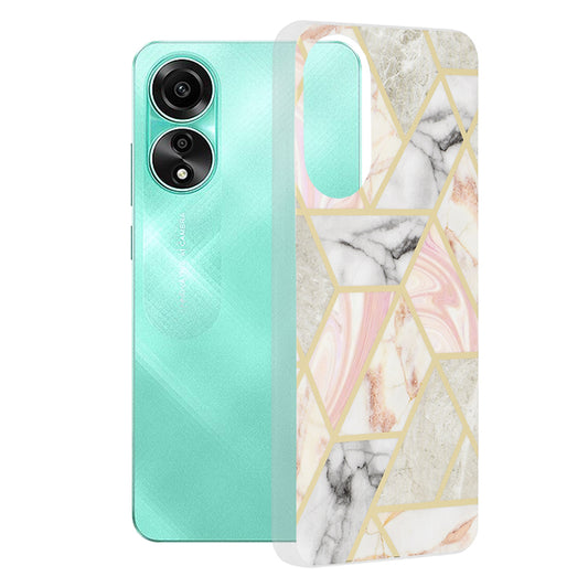 Tok Oppo A78 4G-hez, Techsuit, Márvány, Rózsaszín