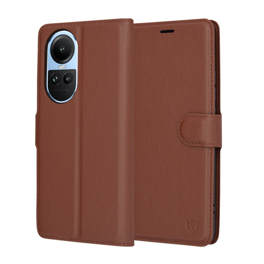 Tok Oppo Reno10 / Reno10 Pro-hoz, Techsuit, bőr folio, barna