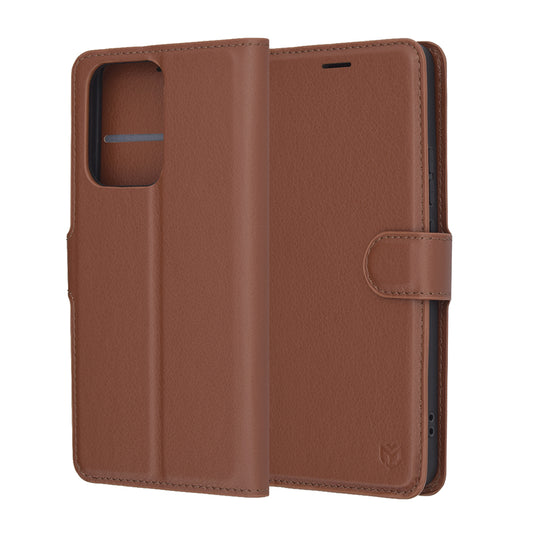 Tok Oppo Reno13 FS 5G / Reno13 F 4G / Reno13 F készülékhez, Techsuit, bőr folio, barna