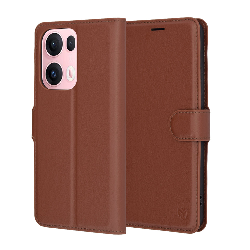 Tok Oppo Reno13 Pro-hoz, Techsuit, bőr folio, barna