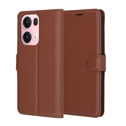 Tok Oppo Reno13 Pro-hoz, Techsuit, bőr folio, barna