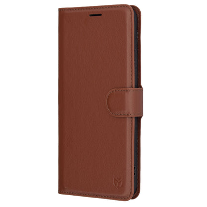 Tok Oppo Reno13 Pro-hoz, Techsuit, bőr folio, barna