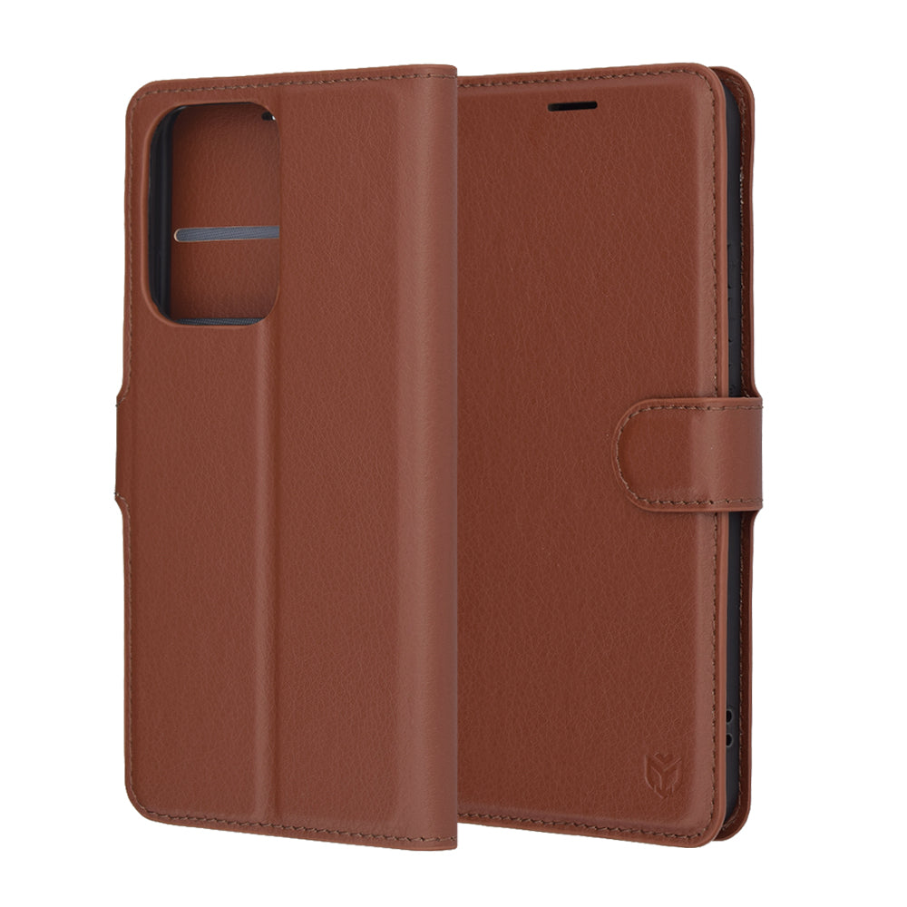 Tok Oppo Reno13 Pro-hoz, Techsuit, bőr folio, barna