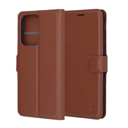 Tok Oppo Reno13 Pro-hoz, Techsuit, bőr folio, barna