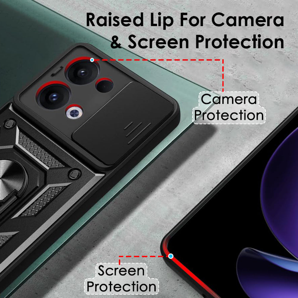 Tok Oppo Reno13-hoz, Techsuit, CamShield, Fekete