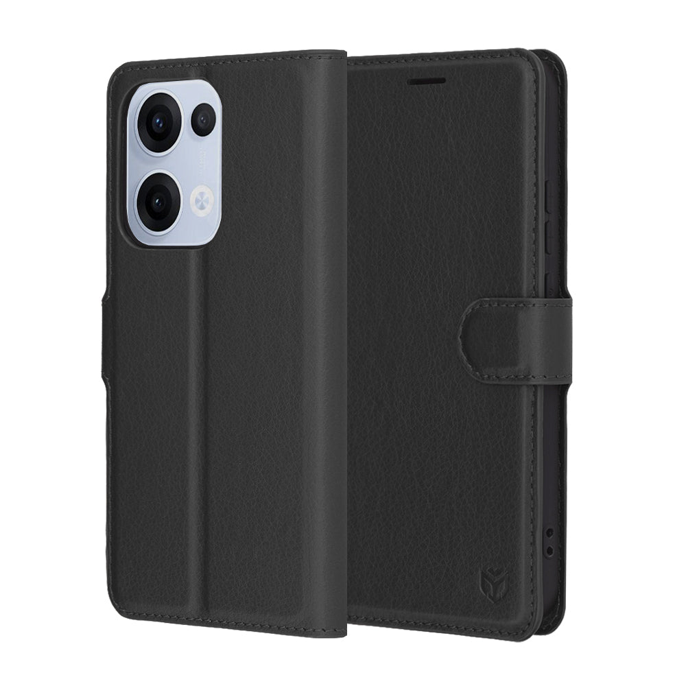 Case for Oppo Reno13, Techsuit, Leather Folio, Black