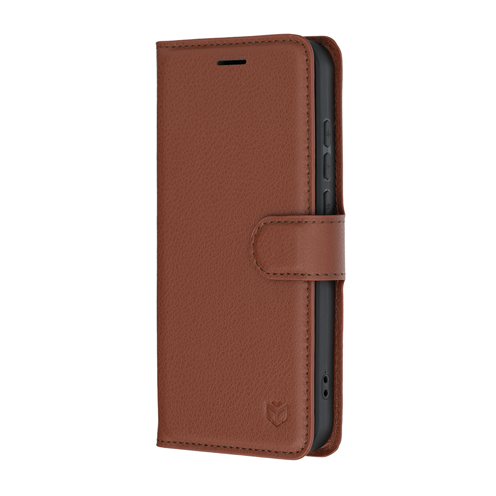 Tok Oppo Reno16 Pro-hoz, Techsuit, bőr folio, barna
