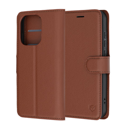 Tok Oppo Reno16 Pro-hoz, Techsuit, bőr folio, barna