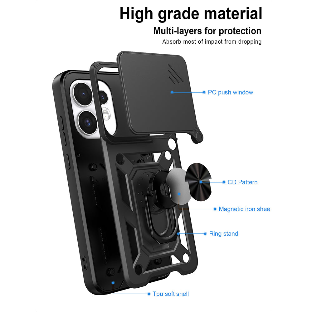 Tok Oppo Reno16 / Reno16 Pro-hoz, Techsuit, CamShield, Fekete