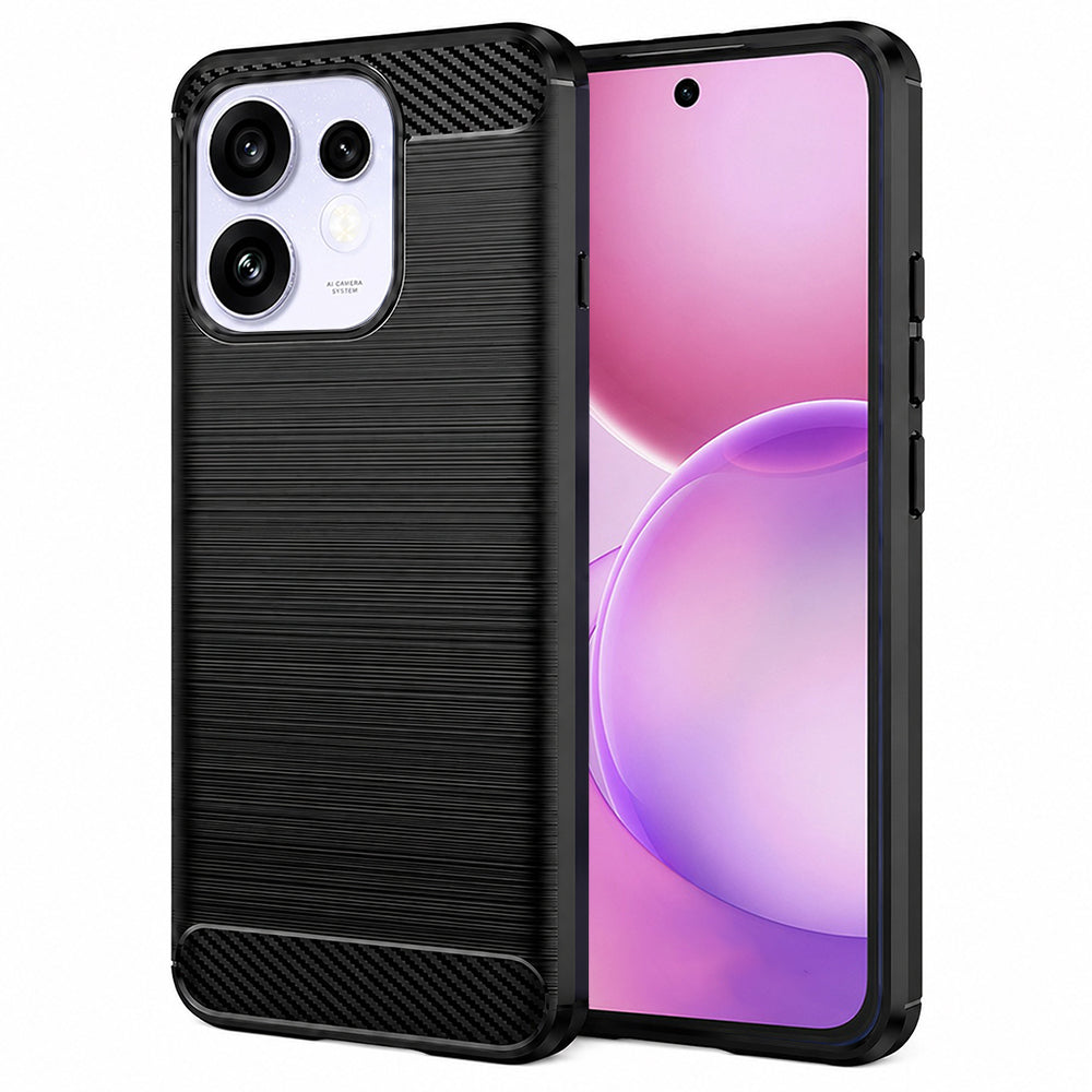 Tok Oppo Reno16 / Reno16 Pro-hoz, Techsuit, Karbon, Fekete