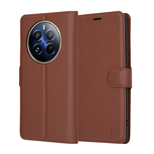Tok Realme 12 Pro / 12 Pro+ számára, Techsuit, bőr folio, barna