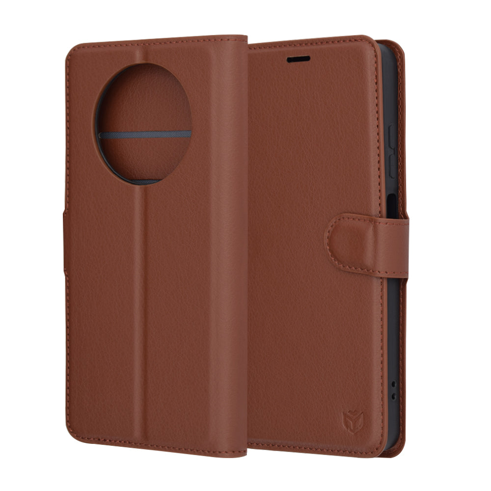 Case for Realme 12x / 12, Techsuit, Leather Folio, Brown