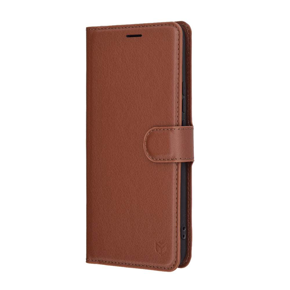 Tok Realme 14 Pro+ készülékhez, Techsuit, bőr folio, barna