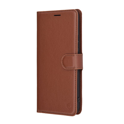 Tok Realme 14 Pro+ készülékhez, Techsuit, bőr folio, barna