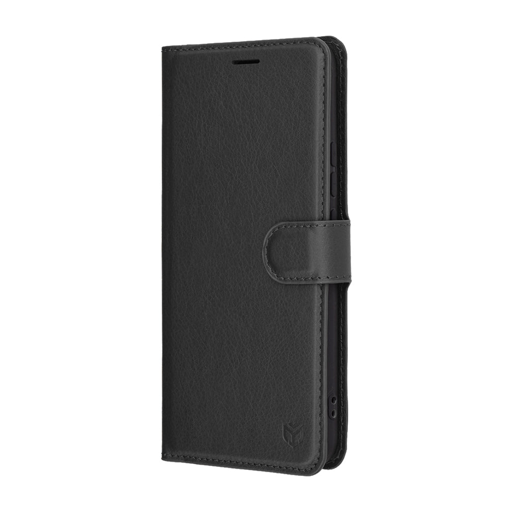 Tok Realme 14 Pro+ készülékhez, Techsuit, bőr folio, fekete