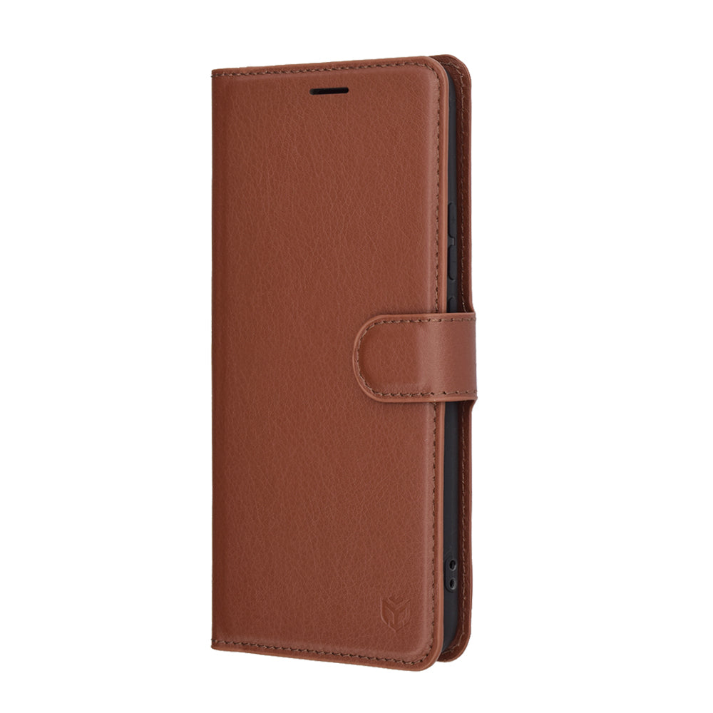 Tok Realme 14 Pro-hoz, Techsuit, bőr folio, barna